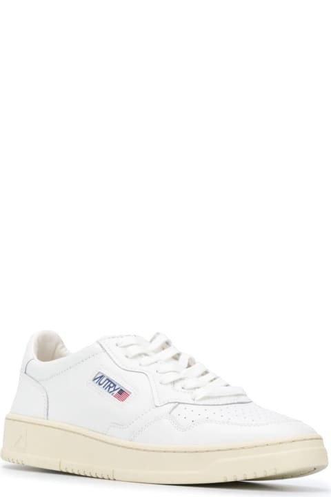 Homeware Autry 'medalist' White Low Top Sneakers With Logo Detail In Leather Man