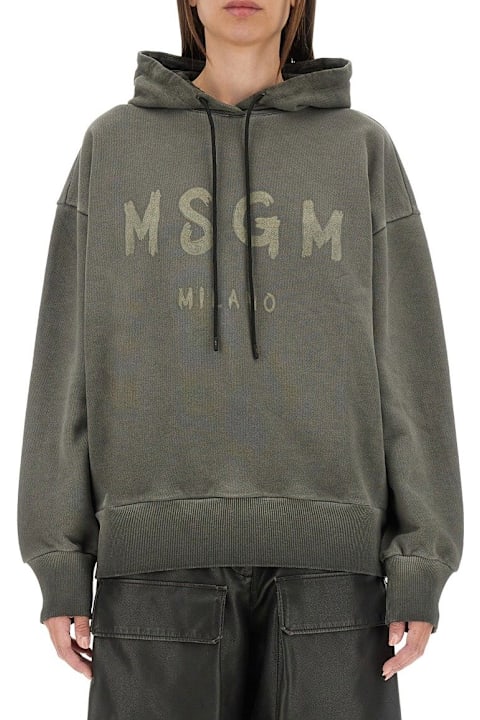 MSGM Fleeces & Tracksuits for Women MSGM Logo Printed Jersey Hoodie