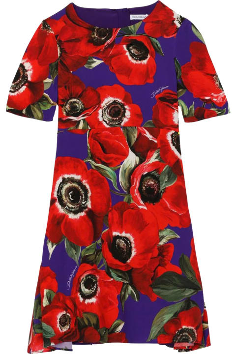 Fashion for Girls Dolce & Gabbana Anemone Midi Dress With Print