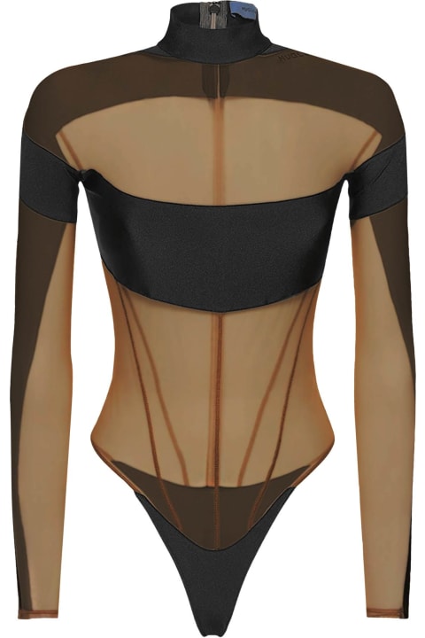 Mugler for Women Mugler Long Sleeve Illusion Bodysuit