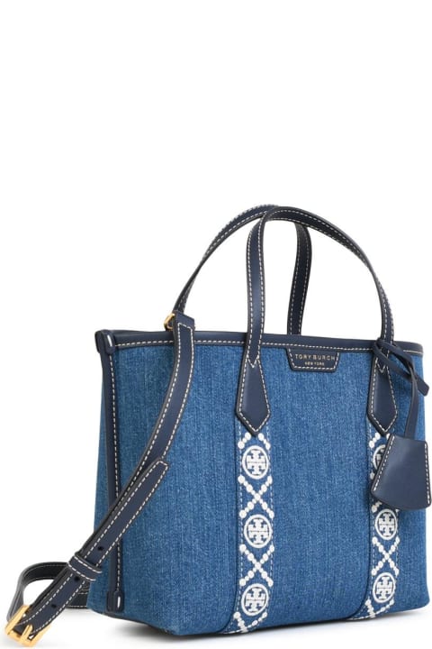 Tory Burch Totes for Women Tory Burch 'shopping Perry' Double Handle Blue Denim Bag