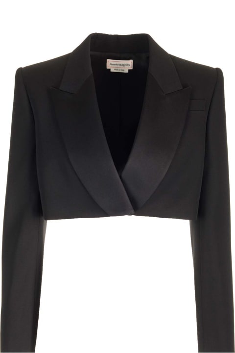 Alexander McQueen Coats & Jackets for Women Alexander McQueen Short Black Grain De Poudre Blazer