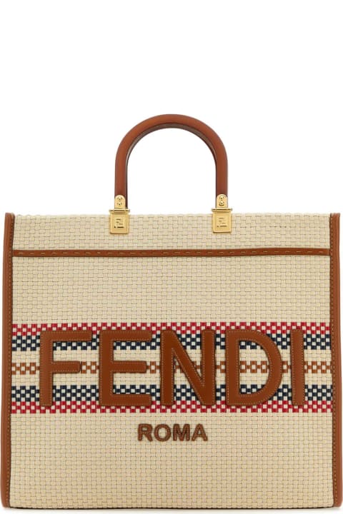 ウィメンズ トートバッグ Fendi Embroidered Fabric Sunshine Medium Handbag