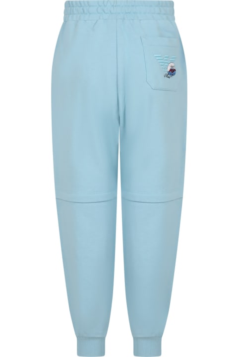 Emporio Armani for Kids Emporio Armani Light Blue Trousers For Boy With The Smurfs