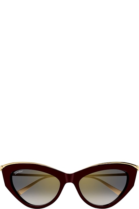 Homeware Cartier Eyewear Panthère De Cartier Ct0596s-004 - Burgundy / Gold Sunglasses
