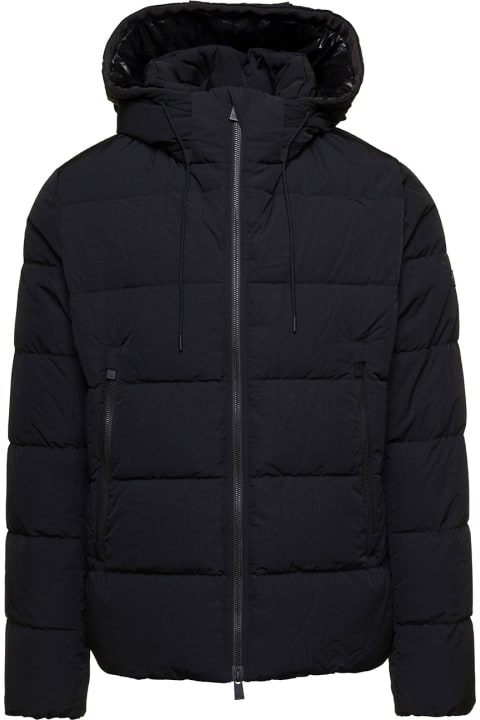 'sinami' Black Down Jacket With Logo Patch In Nylon Man
