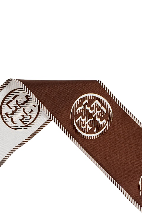 Ties for Women Tory Burch Medallion Logo Ribbon Silk Tie