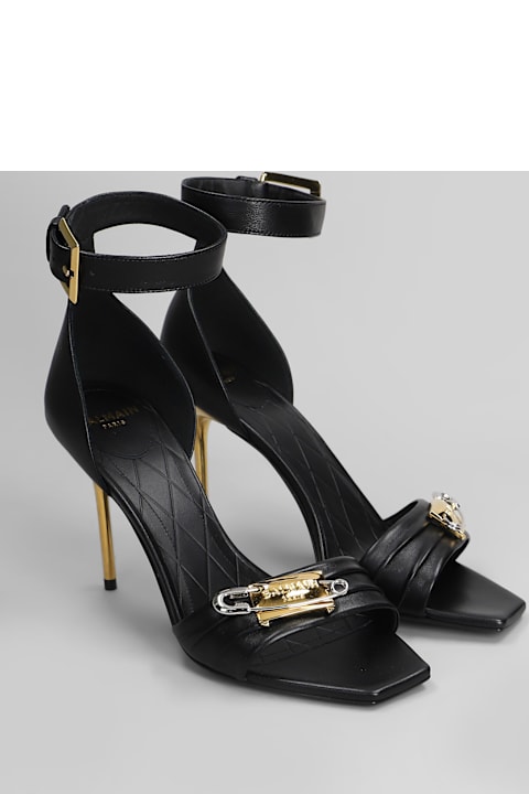 Shoes for Women Balmain Safety Sandals In Black Leather
