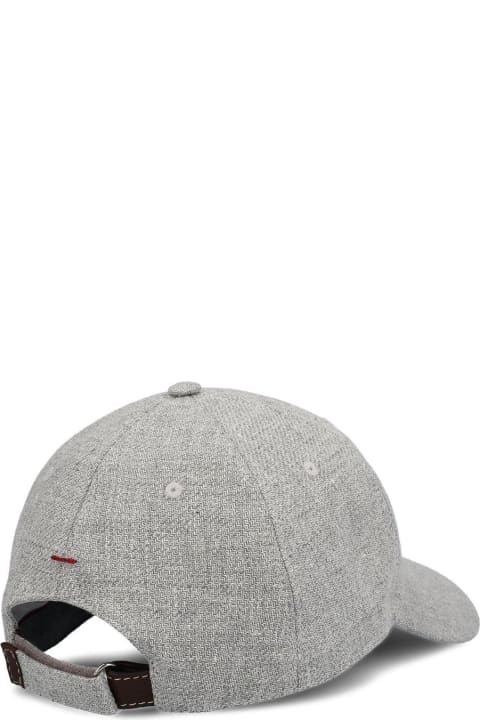 Hats for Men Brunello Cucinelli Logo-appliqué Curved Peak Baseball Cap