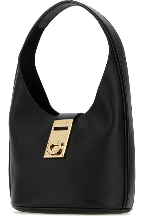 Ferragamo for Women Ferragamo Black Leather Medium Hobo Handbag
