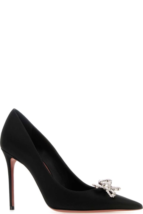 High-Heeled Shoes for Women Amina Muaddi Black Satin Rosie Pumps