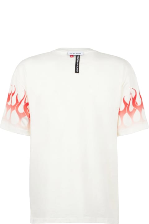 Vision of Super for Men Vision of Super White T-shirt With Red Flames
