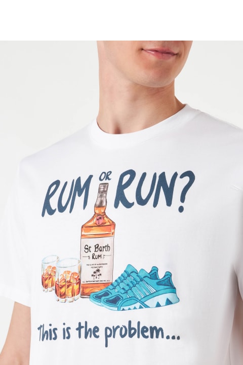 أدوات منزلية MC2 Saint Barth Man Cotton T-shirt With Rum Or Run Print