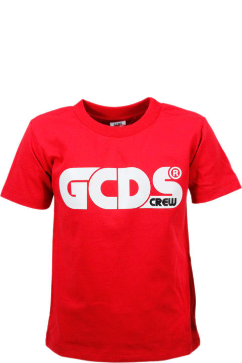GCDS T-Shirts & Polo Shirts for Boys GCDS Short Sleeve Crewneck T-shirt With Logo And Fluorescent Lettering