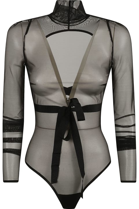 Nensi Dojaka Underwear & Nightwear for Women Nensi Dojaka See-through Tie-waist Bodysuit