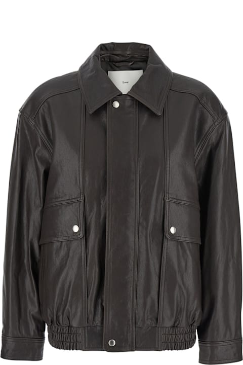 Dunst Coats & Jackets for Women Dunst Brown Oversized Jacket With Dropped Shoulders And Flap Pockets On The Front In Leather Woman