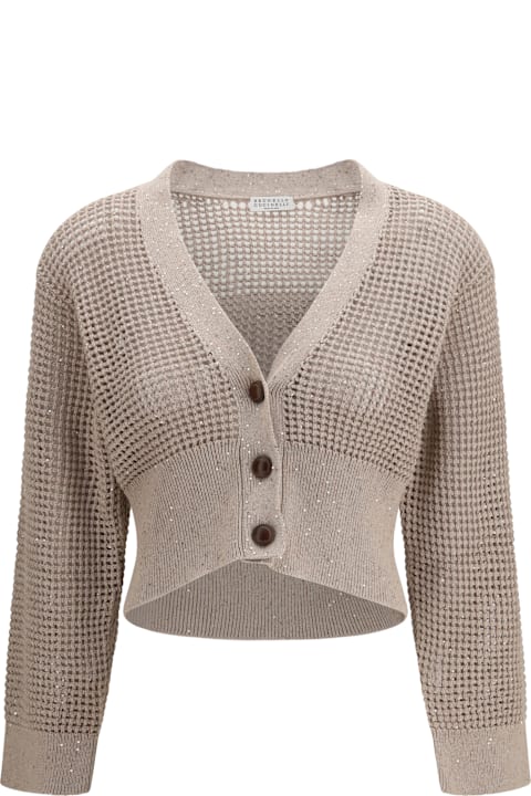 Brunello Cucinelli for Kids Brunello Cucinelli Sequined Mesh Cardigan