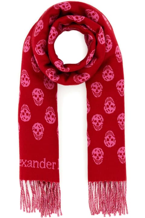 Fashion for Women Alexander McQueen Embroidered Wool Reversible Scarf