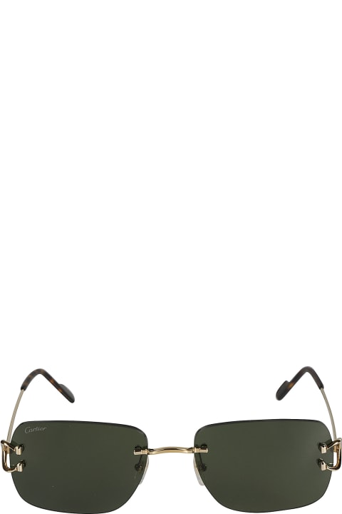 Eyewear for Men Cartier Eyewear Logo Hinge Rimless Sunglasses