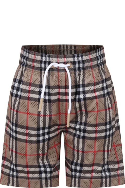 Burberry for Boys Burberry Beige Sports Shorts For Boy With Iconic Vintage Check
