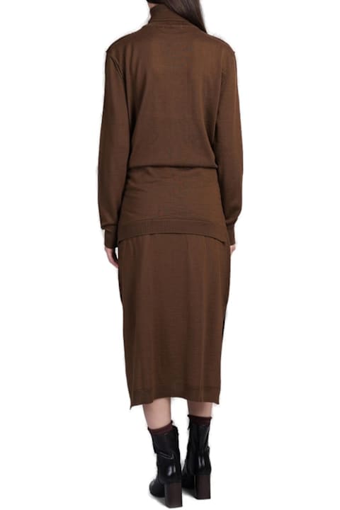 Lemaire for Women Lemaire Trompe L'oeil Turtleneck Belted Midi Dress