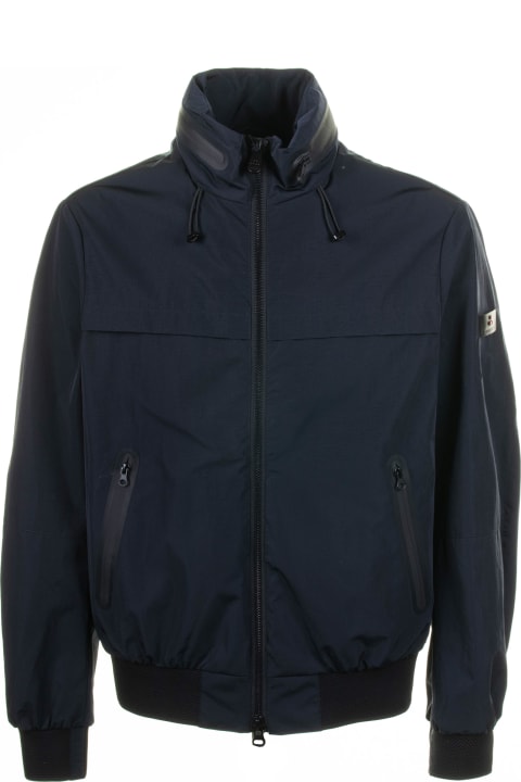 Peuterey Clothing for Men Peuterey Navy Blue Jacket With Zip And Collar
