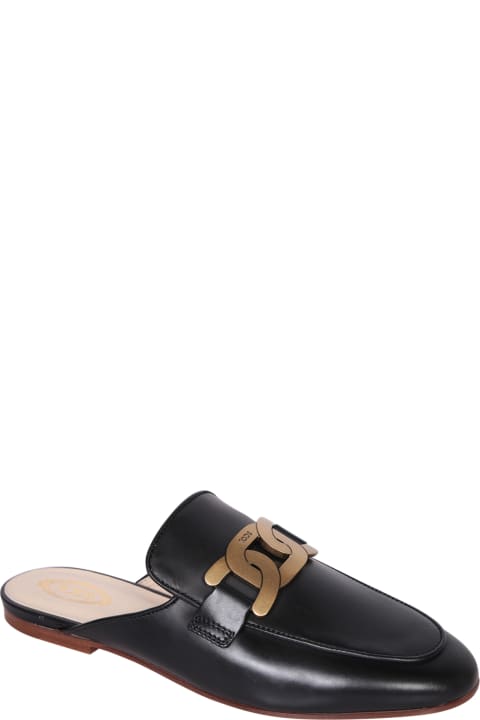 Sandals for Women Tod's Metal Chain Black Sabot