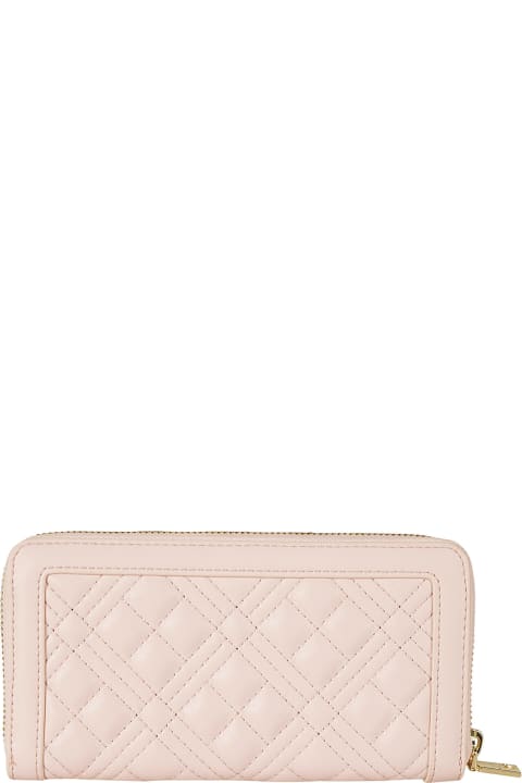 Love Moschino Wallets for Women Love Moschino Logo Plaque Quilted Zip-around Wallet