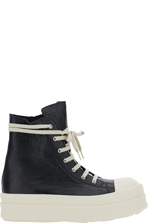 Rick Owens Black Sneakers With Oversize Toe And Sole In Leather Man