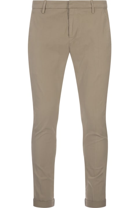 Pants for Men Dondup Gaubert Slim Trousers In Sand Light Gabardine