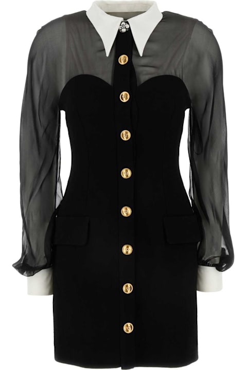 Versace فساتين لـ السيدات Versace Black Crepe And Chiffon Blazer Dress