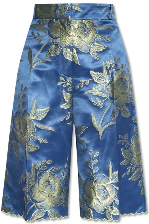 Etro for Women Etro Floral-jacquard Belted Wide-leg Shorts