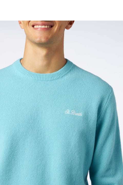 Homeware MC2 Saint Barth Water Green Sweater Regent In Lambswool