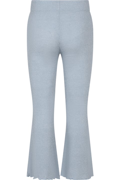 Caffe' d'Orzo Bottoms for Girls Caffe' d'Orzo Light Blue Trousers For Girl With Lurex