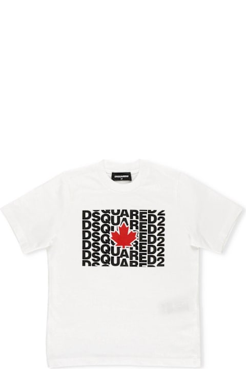 Dsquared2 قمصان بياقة دائرية وقمصان البولو لـ بنات Dsquared2 Logo Printed Crewneck T-shirt