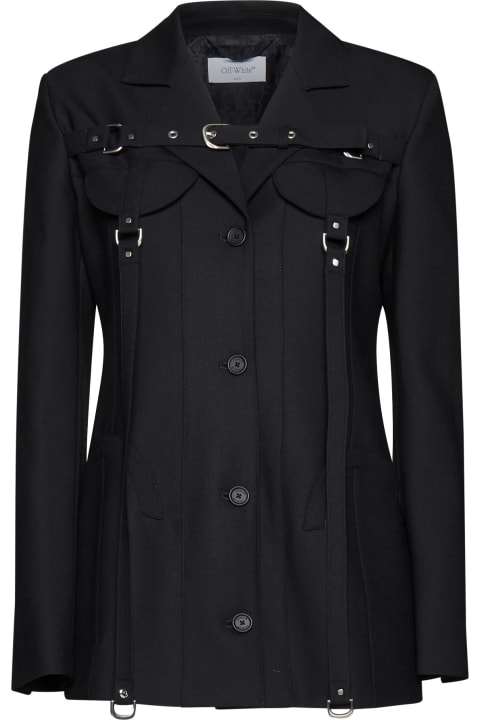 Coats & Jackets for Women Off-White Black Virgin Wool Blend Blazer
