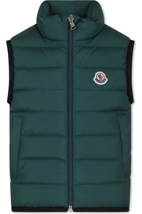Moncler Coats & Jackets for Boys Moncler Green Contrin Vest For Boy With Logo