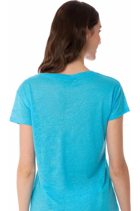 Homeware MC2 Saint Barth Woman Turquoise Linen T-shirt
