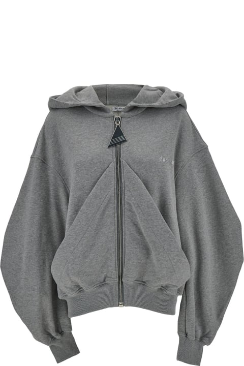Sweaters for Women The Attico Oversized Grey Hoodie With Logo Lettering Embroidery In Cotton Woman
