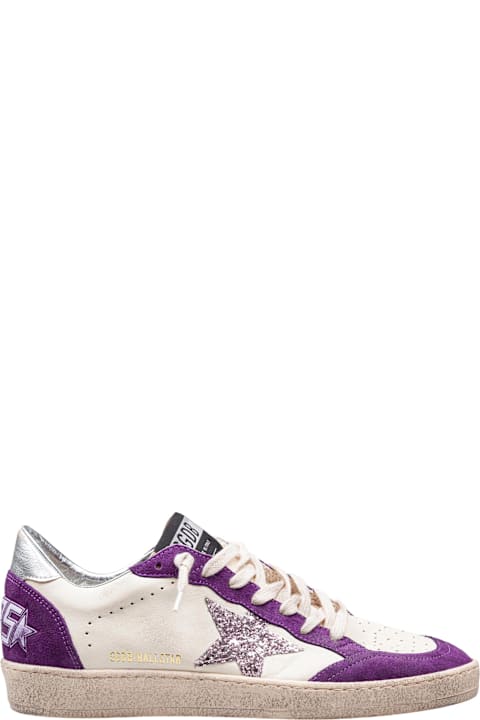 Homeware Golden Goose Golden Goose Ballstar Sneakers In Leather And Suede Color White And Purple