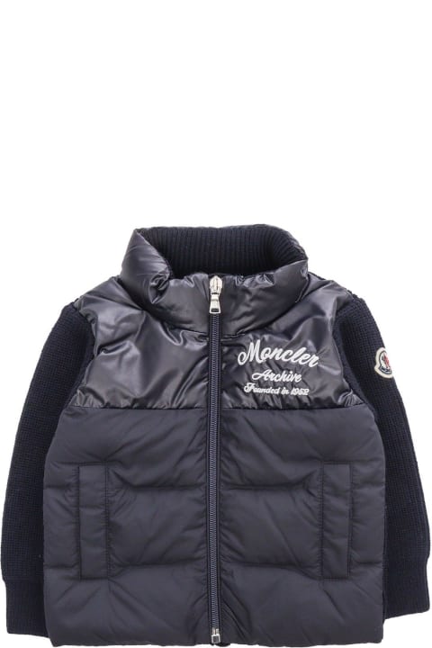 Topwear for Baby Girls Moncler Logo Patch Zipped Padded Jacket