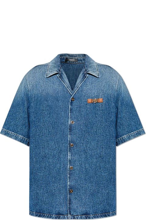 Homeware Versace Versace Denim Shirt With Short Sleeves