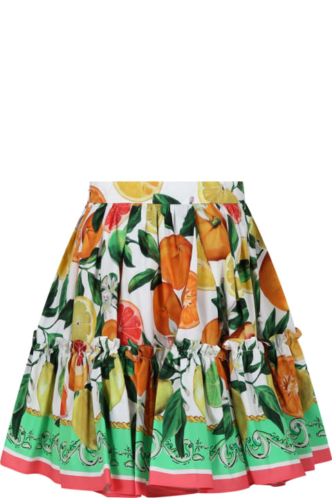 Dolce & Gabbana for Kids Dolce & Gabbana Multicolor Skirt For Girl With All-over Fruits