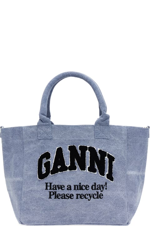 ウィメンズ Ganniのバッグ Ganni 'washed Blue Small' Shopping Bag
