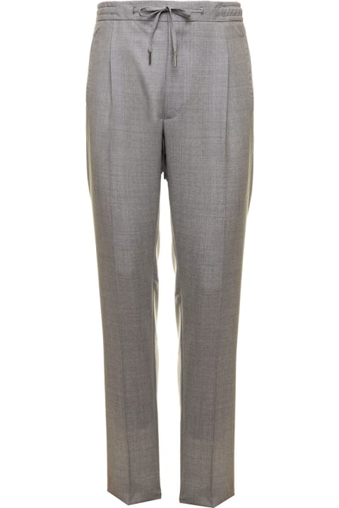 Lardini Man's Drop Grey Trousers With Drawstring