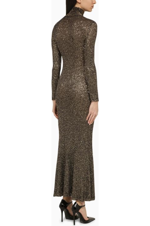 Dresses for Women Balenciaga Brown And Gold Dress With Sequins
