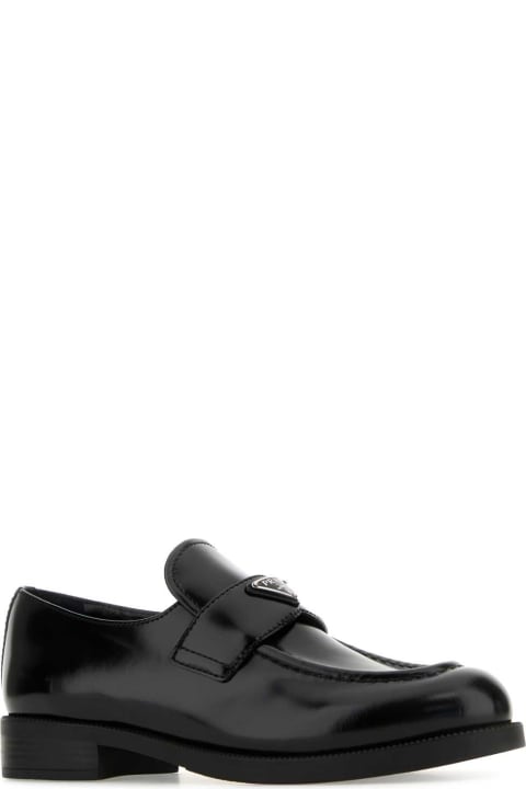 ウィメンズ Pradaのシューズ Prada Black Leather Loafers