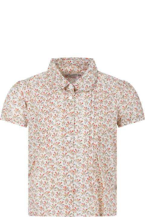 Bonpoint for Kids Bonpoint Beige Shirt For Girl With Floral Print