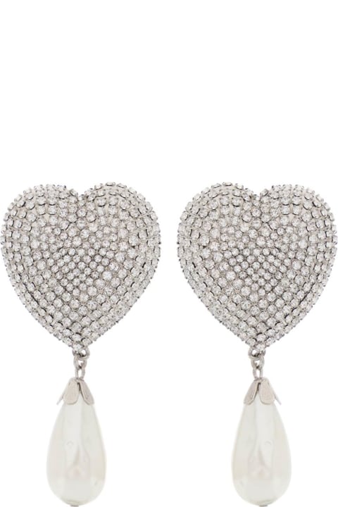 Jewelry Sale for Women Alessandra Rich Heart Crystal Earrings With Pearls