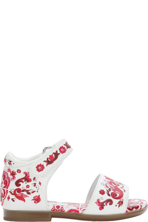 Fashion for Baby Girls Dolce & Gabbana First Steps Sandal With Fuchsia Majolica Print